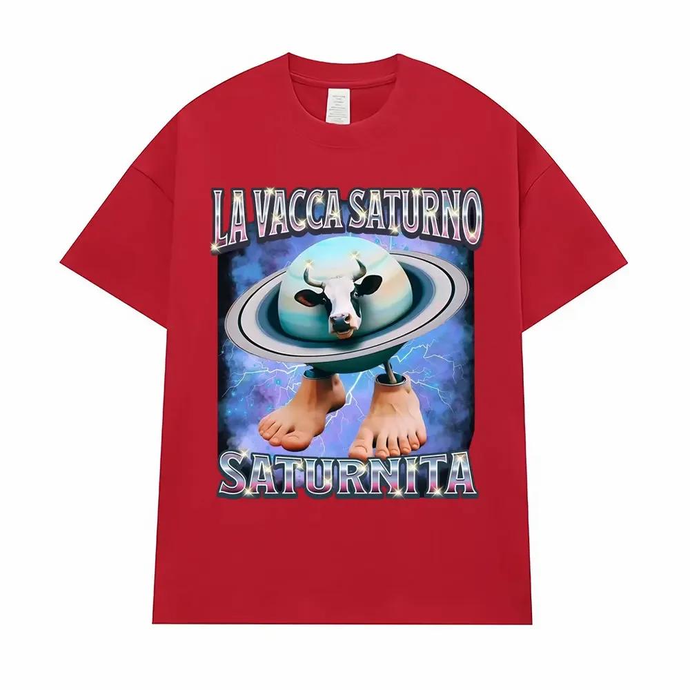 La Vacca Saturno Saturnita Vtipné Kráva Meme Trička pro Muže Ženy Harajuku Hip Hop Humor Tričko Letní Topy Měkké Tričko