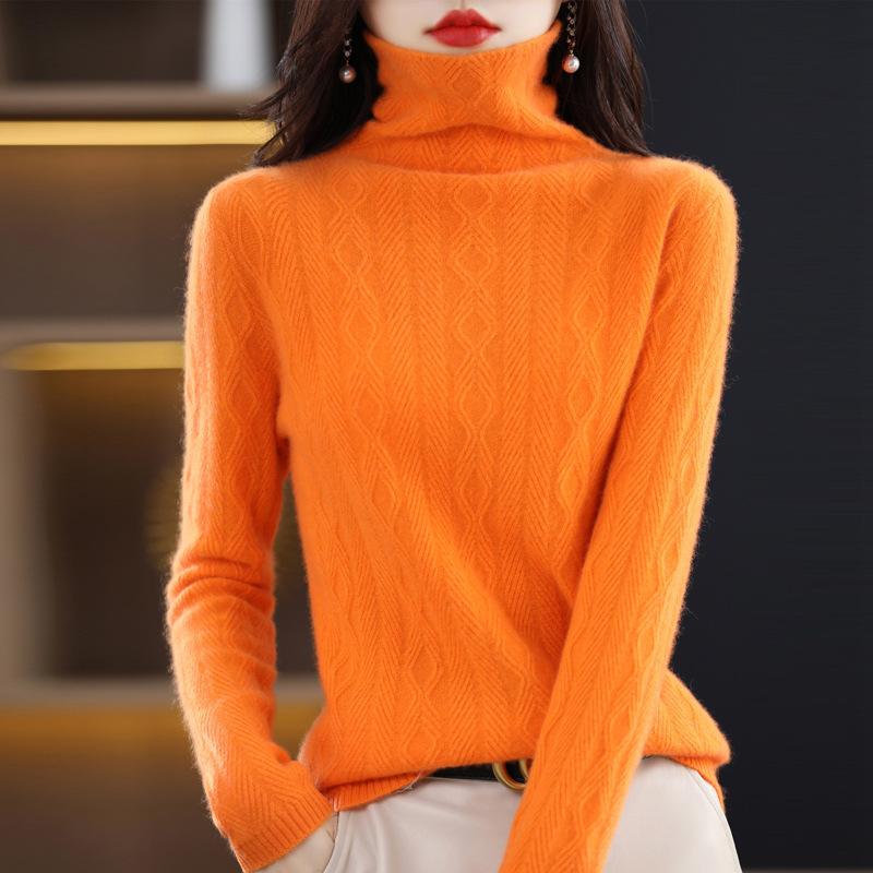 

Duoduo Collar Cable Cardigan Women s Autumn and Winter New Soft and Glutinous Skin-Friendly Cashmere Knitted Base Shirt Fashion and Evergrande Sweater S