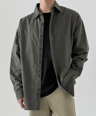 ORIGINALDAY Vintage Oversized Pigment Washed Shirt Khaki