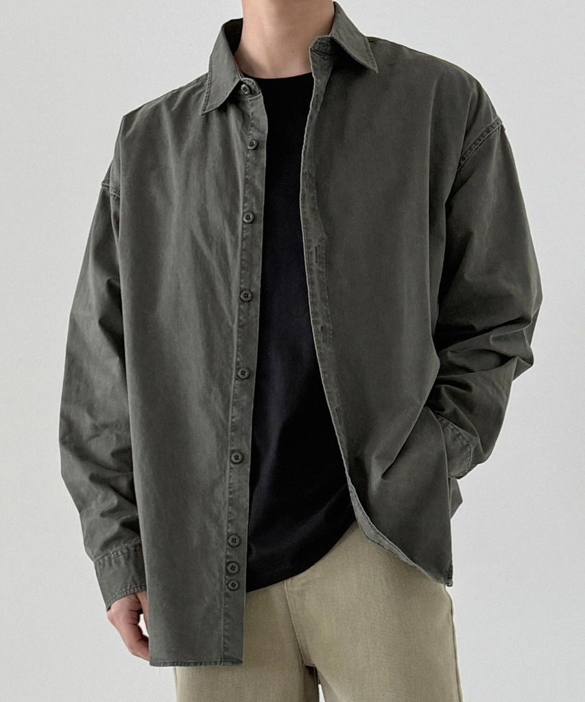ORIGINALDAY Vintage Oversized Pigment Washed Shirt Khaki