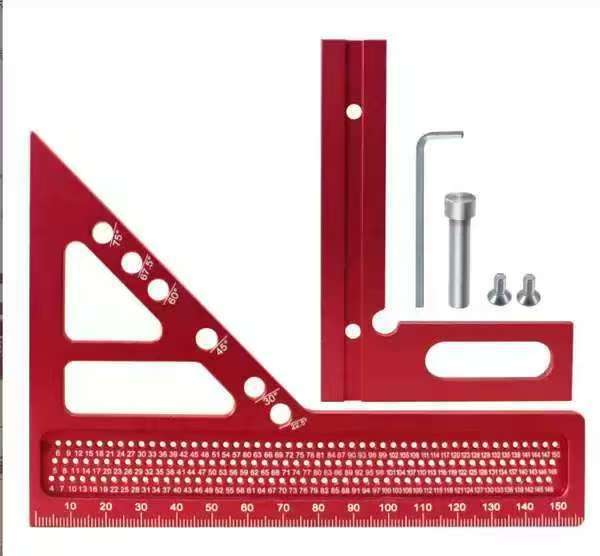 Woodworking Right Angle Triangle Ruler Aluminum Alloy 45 90 Degree Multi Angle High Precision Marking Square Ruler