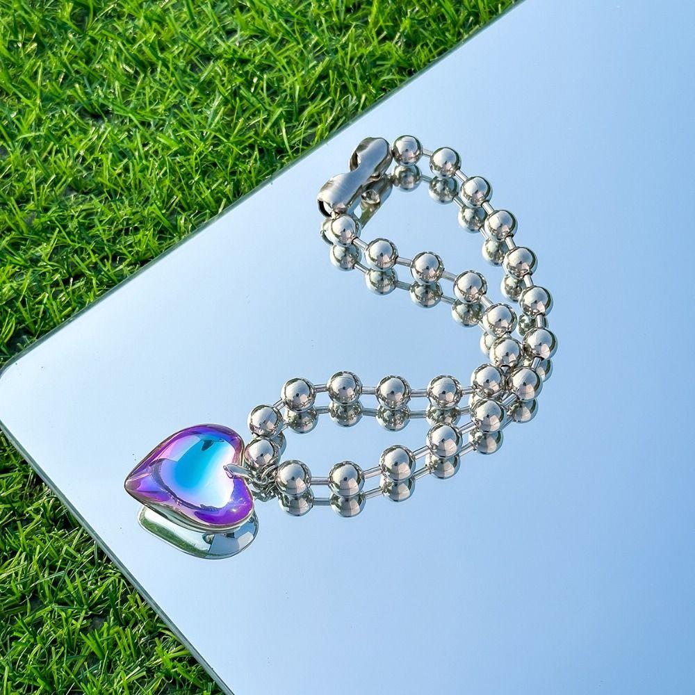 Vintage Big CCB Ball Heart Pendant Necklace INS Aesthetic Choker Hip Hop Party Jewelry Women Girl