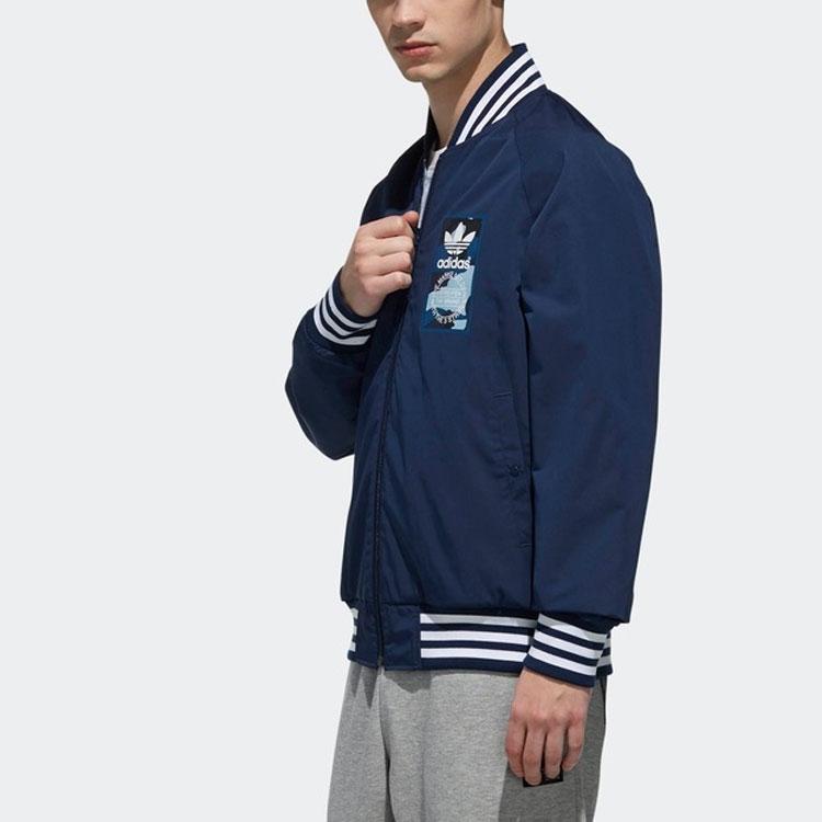 Adidas Originals Trefoil Rev Jacket With Logo Print Men Outerwear Blue DX4220