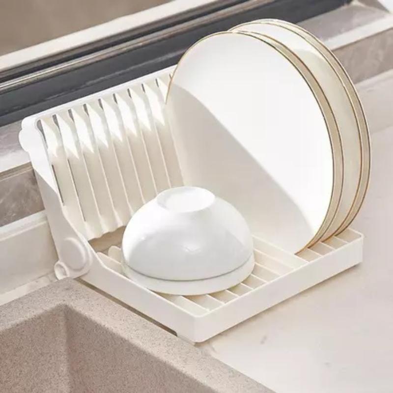 Foldable Dish Drainer Rack Easy to Assemble Kitchen Organizer Space Saving Plate Holder for Apartment