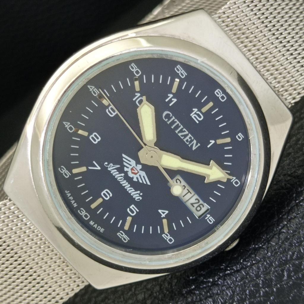 

ЯПОНИЯ ВИНТАЖНЫЕ ЧАСЫ CITIZEN АВТОМАТИЧЕСКИЕ 8200 МУЖСКИЕ СИНИЙ ЦВЕТ ЦИФЕРБЛАТА a500287-2 R151b-a500287