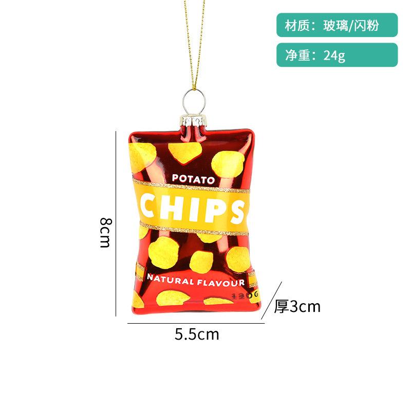 Christmas Decorative Creative Hand-Painted Glass Pendant Fun Cake/Drinks/Food Shaped Xmas Tree Hanging Ornaments New Year Gifts