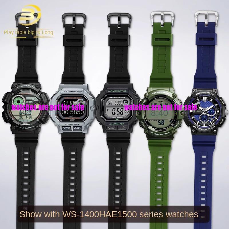 18mm pryskyřičný řemínek k hodinkám pro řadu Casio WS-1400H/1300/1500 W-737H AE1500 vodotěsný silikonový řemínek k hodinkám Gumový pás