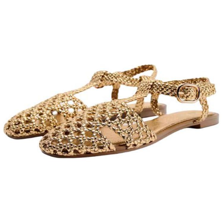 Zara Pu Buckle Cool Roman Sandals Women Sandals Gold 12505410091