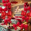 10 Pcs Red Aluminum Foil Bow Balloons Suitable for Weddings, Gender Revealing, Birthdays, New Year's, and Holiday Decorations