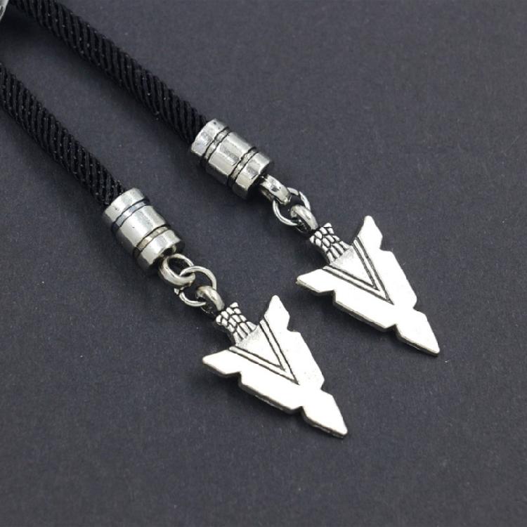 Unique Hexagram Necktie Braided Cord Alloy Engraving Stone Charm Neck Jewelry Tie Unisex Necklace Rodeos