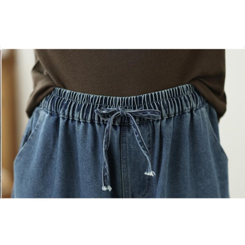 DIMANAF 2025 Plus Size Autumn Jeans New Long Pants Women Embroidery Denim Trousers Big Size Casual Loose