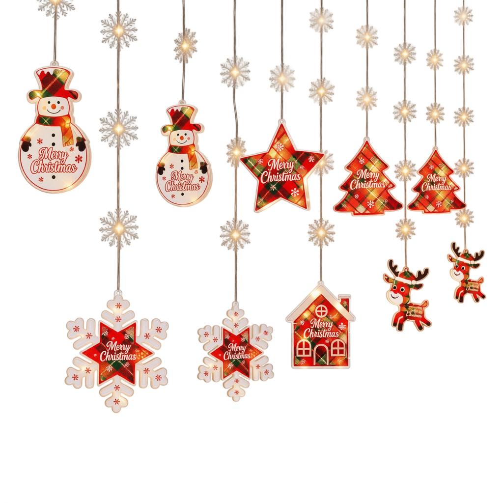 Glowing Snowflake Christmas Icicle String Lights for Indoor Window Decor and Holiday
