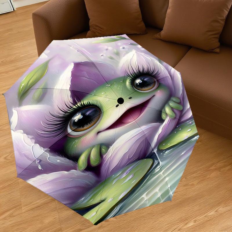 1PC frog flowerAutomatic Open/Close Umbrella with Windproof, 8-Rib Sturdy Canopy, Durable Ribs, Fashionable Design1251A
