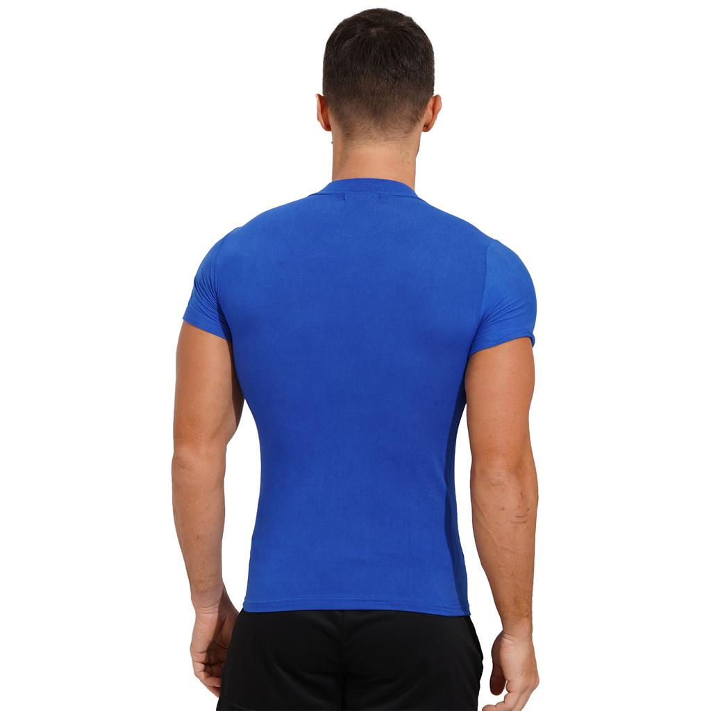 Mens Mock Neck Short Sleeve T Shirt Casual Solid Color Slim Fit Basic Top Comfortable Undershirt Tee