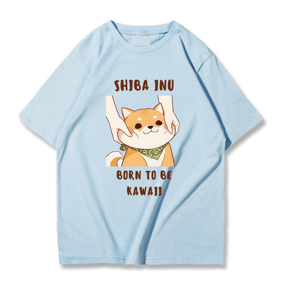 Shiba Inu Dog T Shirt Kawaii Cartoon Print Tshirts Girls Clothes Summer Short Sleeve Tops 100% Cotton Tees Women Oversized Shirt