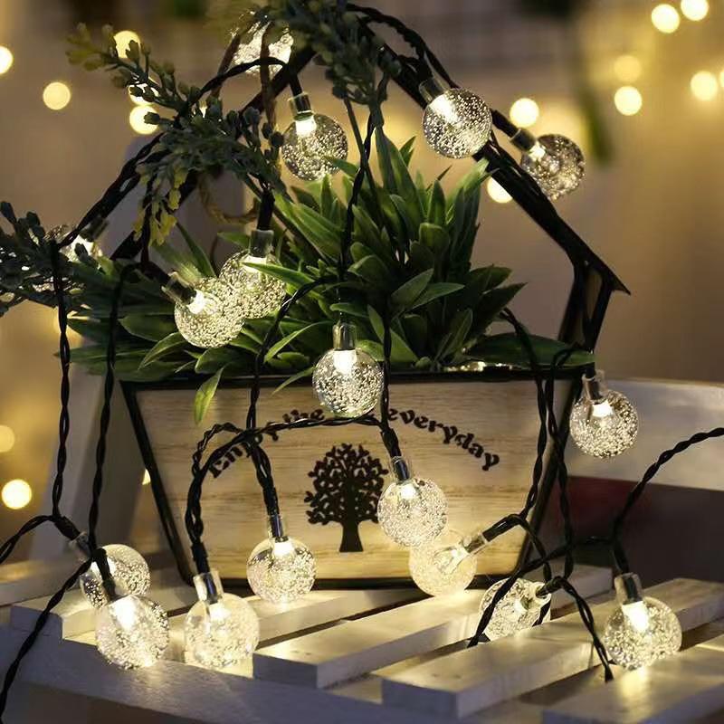 Outdoor LED Solar Bubble Ball and Water Drop String Lights for Festive and Courtyard Decoration