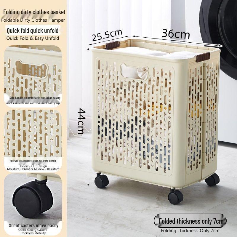 Foldable Large-Capacity Laundry Hamper with Wheels for Bathroom, Laundry Room, Next To Washing Machine