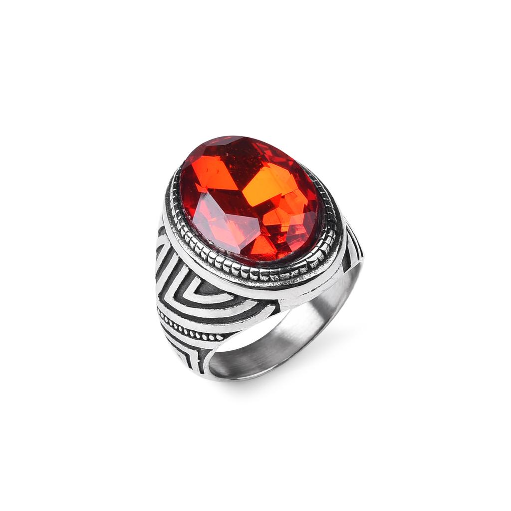 Men's Trend High Quality 316LStainless Steel Onyx Stripe Rings Classic Vintage Fashion  Eco-Friendly Material