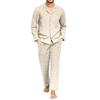 Men's Pajama Set with Long Sleeve Shirt and Pants, Loose Comfortable Sleepwear for Bedtime