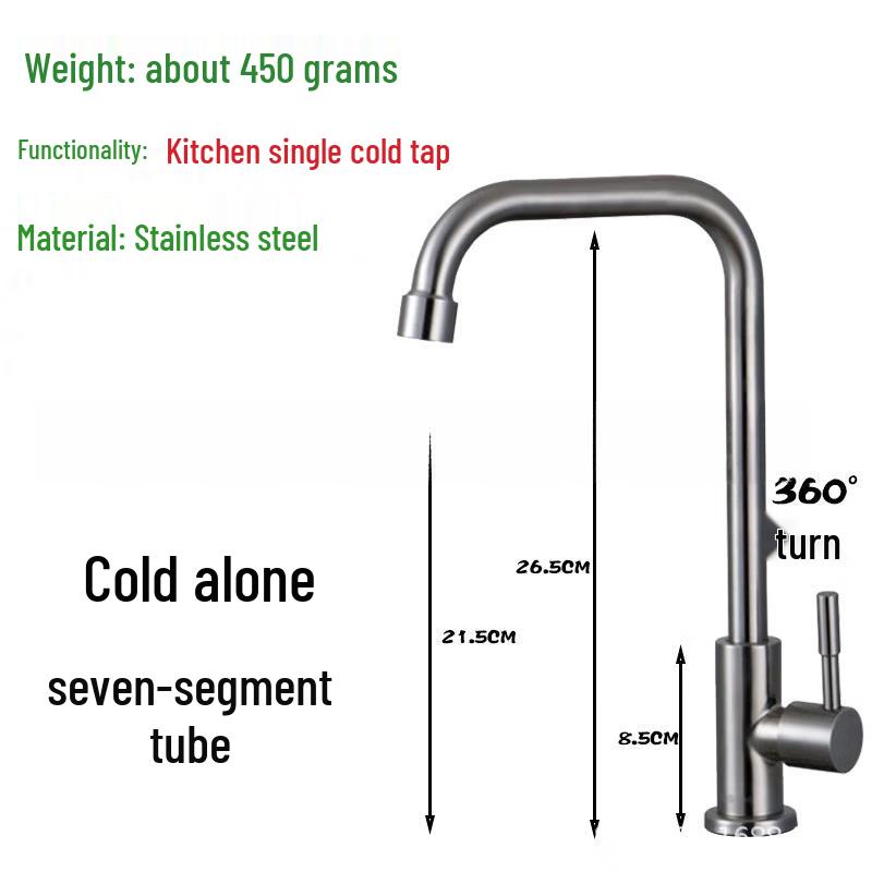 

TLXT Wall-Mounted 304 Stainless Steel Kitchen Faucet with Hot & Cold Water