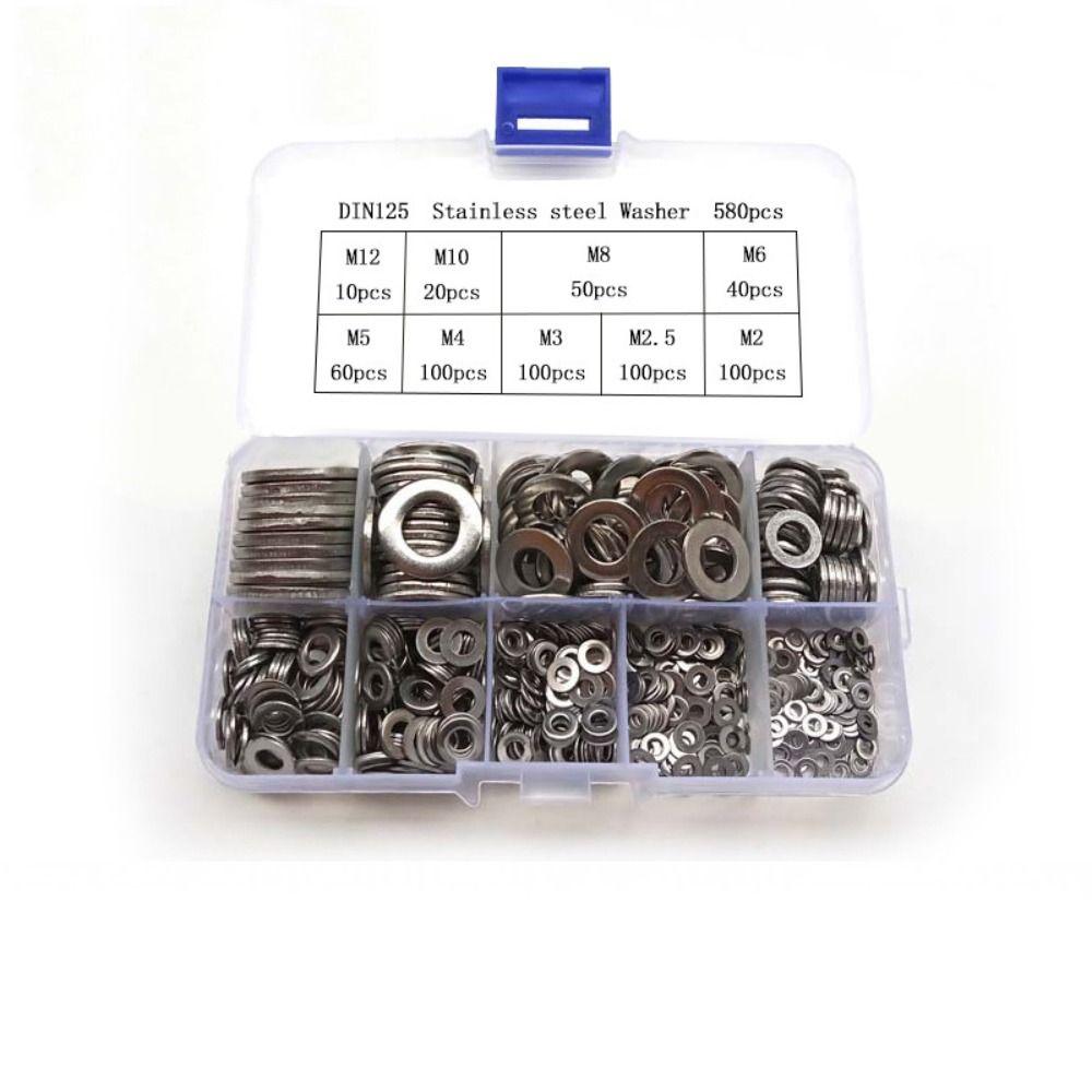 580pcs Set Washers Assortment Kit 9 Size Assortment Flat Washer Set  Factory Repair