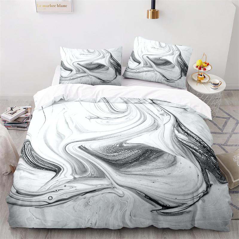 Comforter Colorful Marble Pattern Microfiber Geometric Art Abstract Bedding Set King Queen For Girls Kids Teens Room Decor