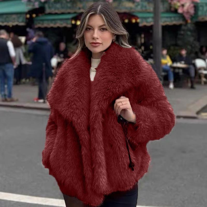 Women's Clothing Autumn and Winter New Imitation Fur Jacket Top Women's Artificial Wool Short Woolen Jacket Large Lapel