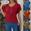 Women's Fashion Casual Solid Color Print Short Sleeve O-Neck Blouses & Shirts