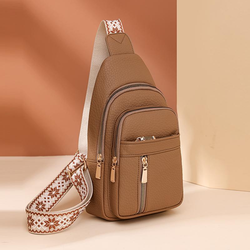 

1 Piece Of Solid Color Wide Shoulder Belt Crossbody Bag Fashionable Chest Bag That Can Hold Mobile Phone Premium