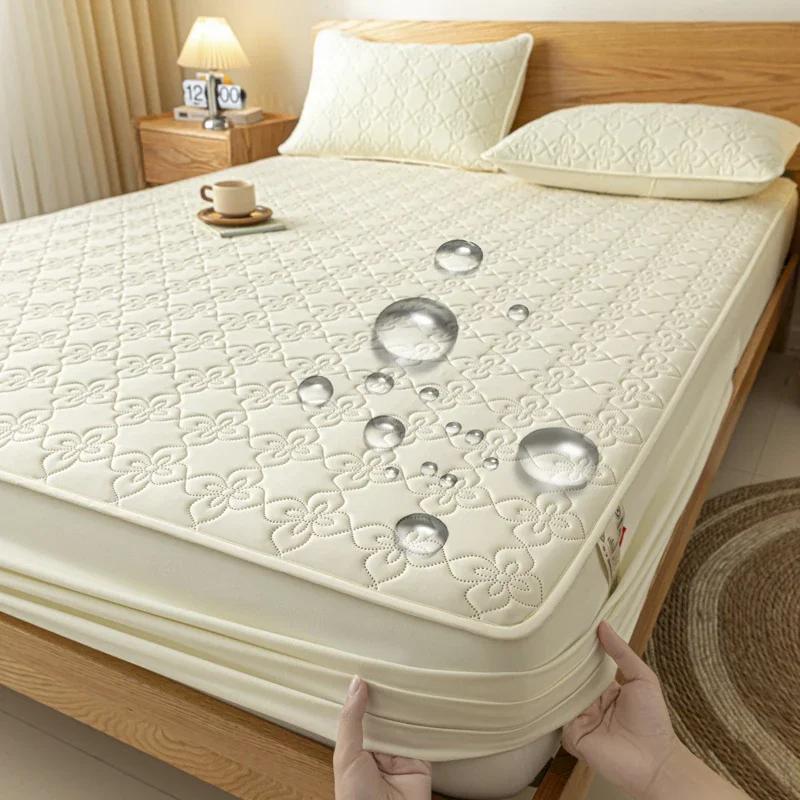 Waterproof Thicken Mattress Cover Soft Comfortable Breathable Bedding Mattress Bed Covers Fitted Machine Washable Home Decor