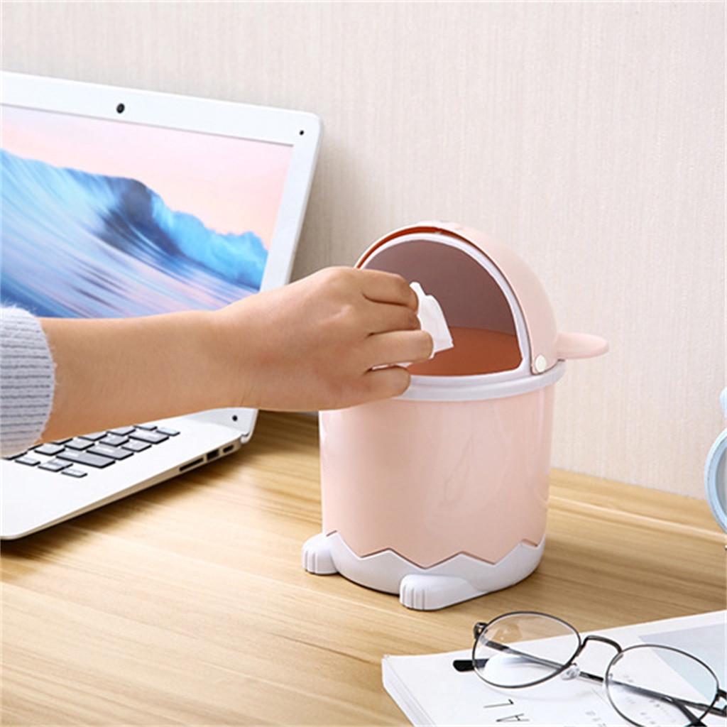 Desktop Flip Trash Can Cover  Portable Garbage Storage