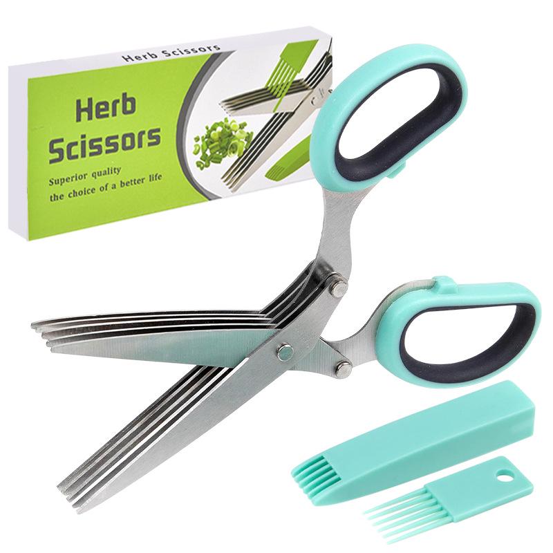 Stainless Steel Five-Layer Herb & Vegetable Scallion Shears