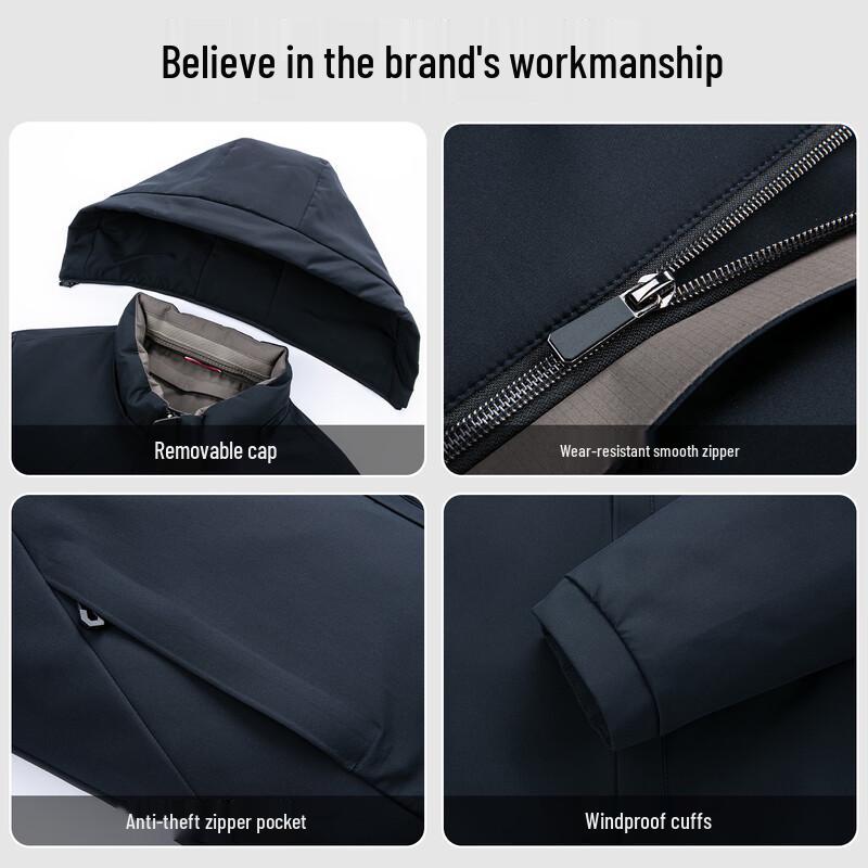 ROMON Men's Business Casual Hooded Padded Jacket LH28