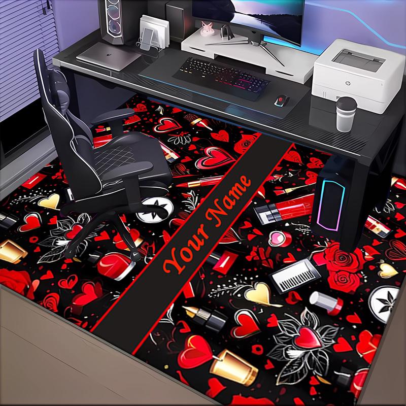 1PC Custom Name Love Makeup Artistry Theme Floor Mat Ideal for Living Room, Game Rooms, Office, Bedroom,Floor Mat Playful Design