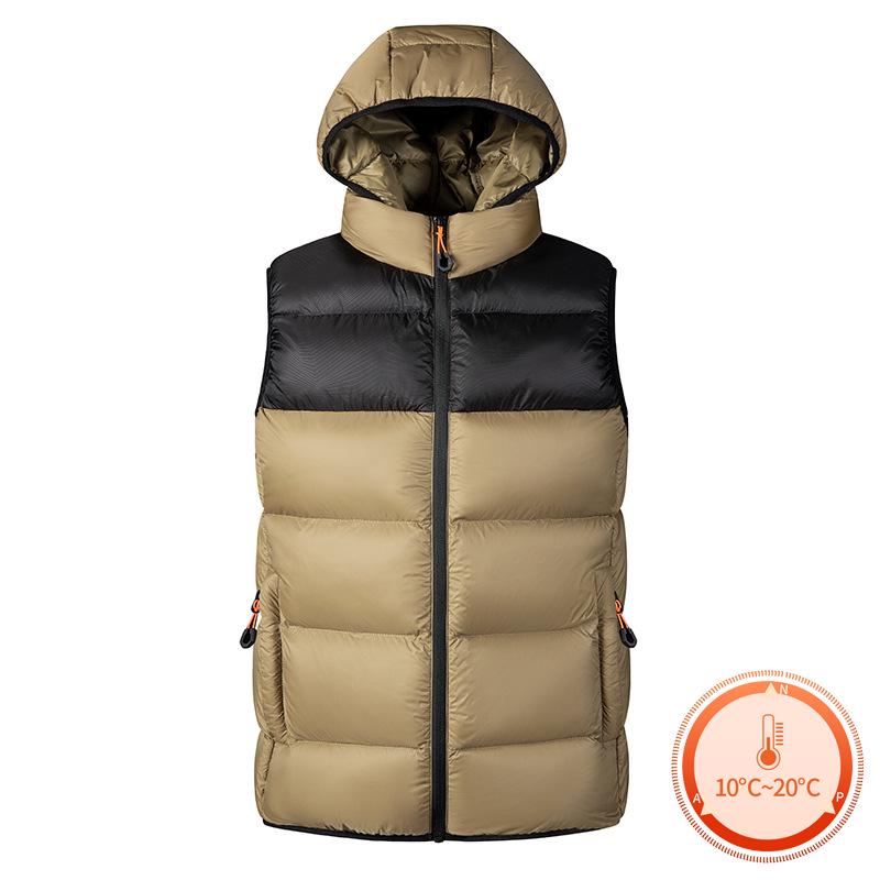 

Мужской теплый пуховый жилет с капюшоном - Осенне-зимняя куртка без рукавов 7XL темные хаки