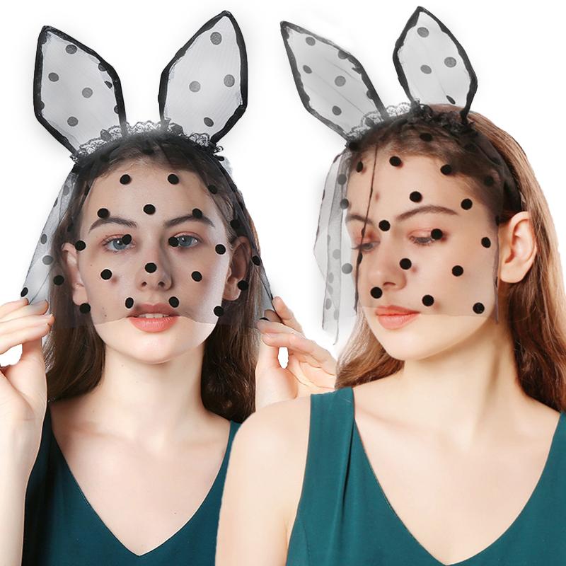 

1pc Fashion Lace Dot Mesh Hair Accessories Sexy Polka dots Hairband Ears Vintage