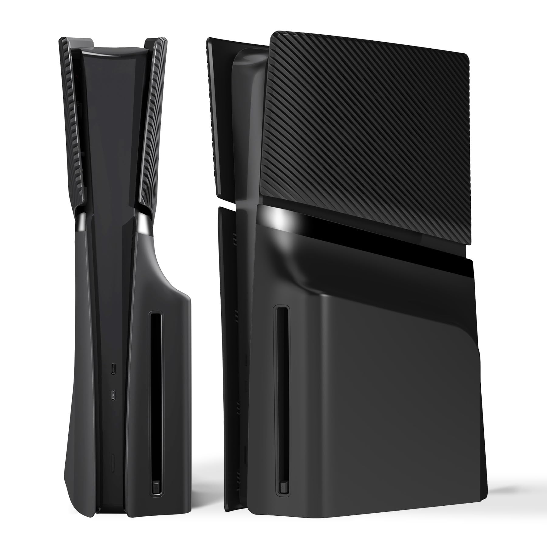 

eXtremeRate eXcover Replacement Exterior Cover Set for PS5 Slim and Bottom Covers Ventilated Side Panels Back (Disc Version) (Top + & Plate) [Black] чорний