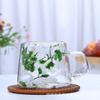 Double Wall Dried Flower Petal Glass Cup 200ml, Decorative Glassware for Tea, Coffee and Beverages