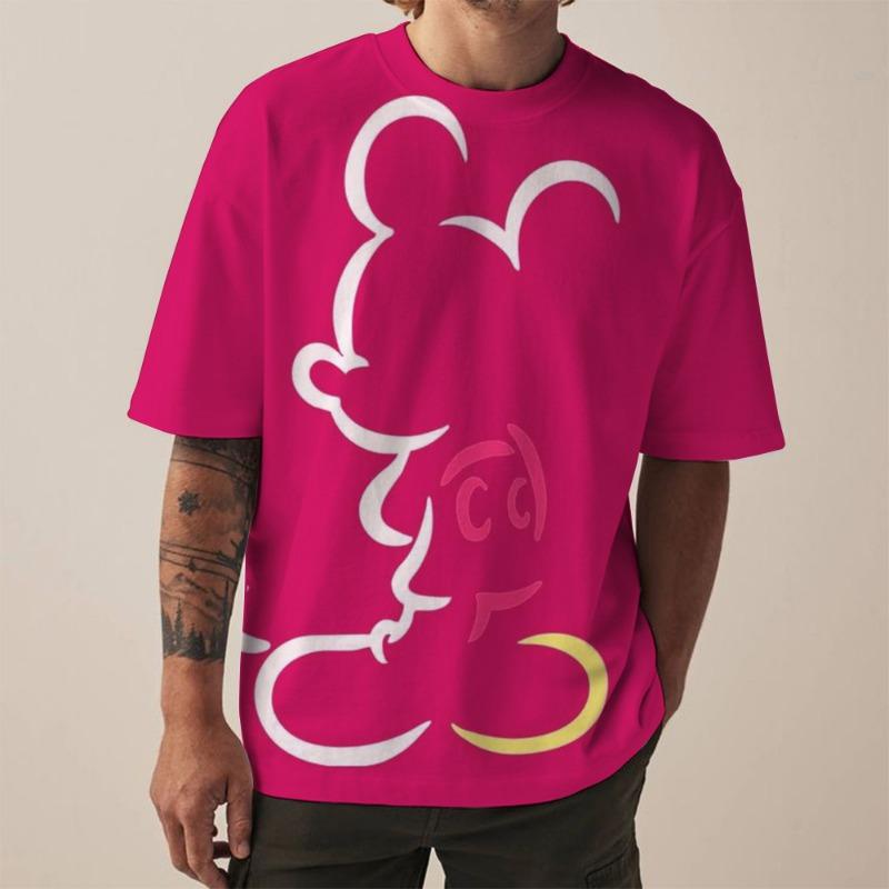 Disney New Men's T-Shirt Fashion Mickey Mouse print T-Shirts for Men Summer Casual Round Neck Tops Short Sleeve Oversized Funny