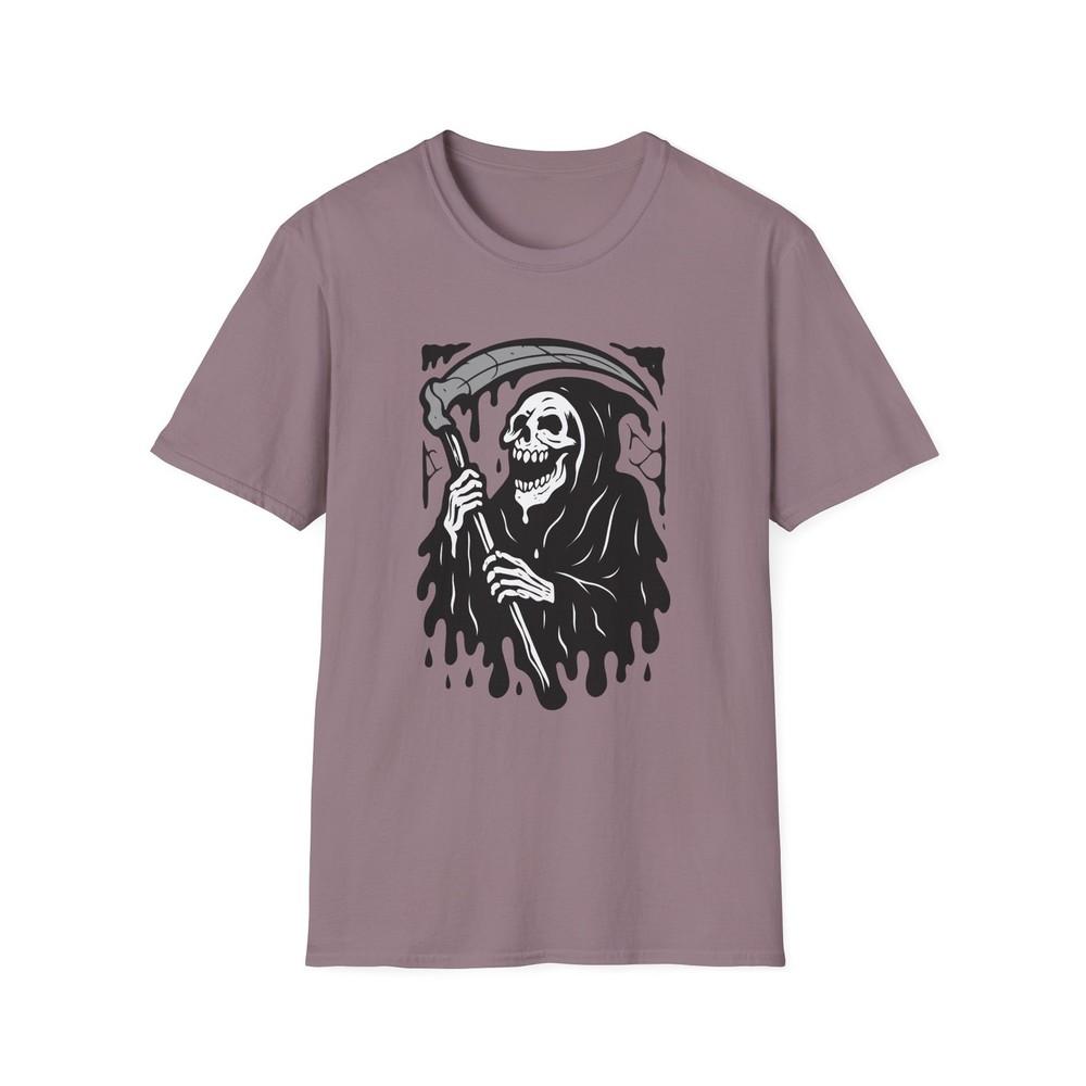 

Unisex Softstyle T-Shirt Grim Reaper Laughing Surreal Horror Dark Art Graphic XL