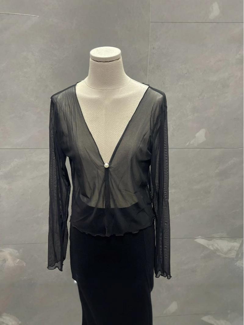 

Pure & Sexy Mesh Cardigan - Summer V-Neck Long Sleeve Light Jacket M (approx. 52.5 kg)