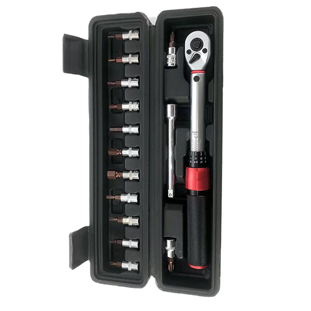 High Precisions Tool Set 16Pcs 1/4” Drive Adjustable Torque Wrench Kit For Mechanical Automotive Repair Job