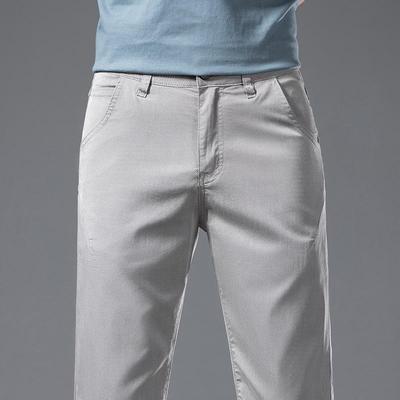 Men's Slim Elastic Ice Silk Casual Pants - New, Multi-Color, Quick-Drying, Soft Straight Fit