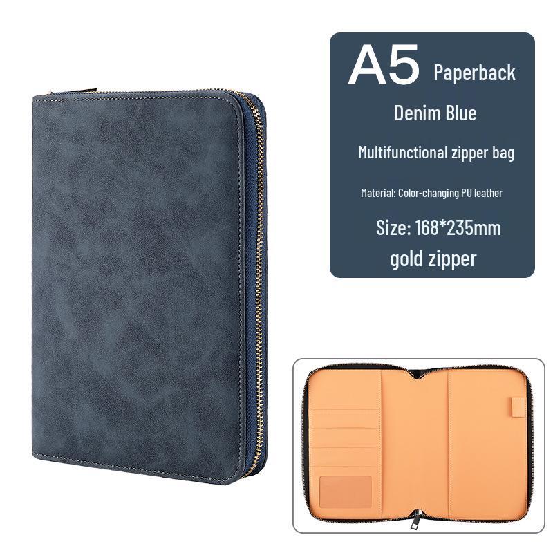 Custom Business Notebook with Zipper Bag - Multifunctional A6/B5 Notepad & Manager Folder