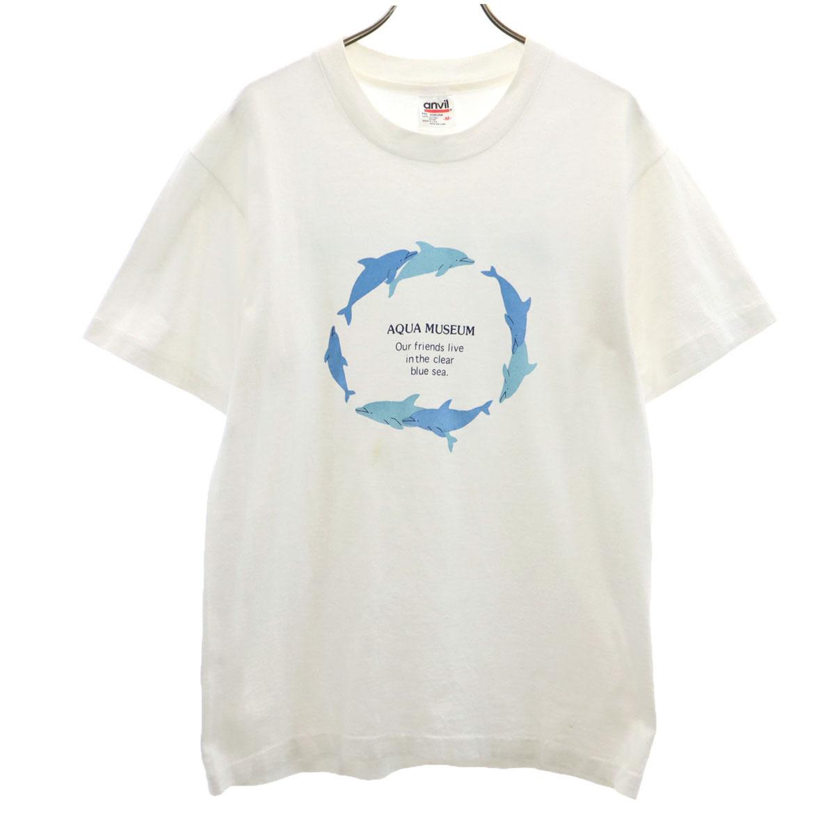 

anvil 90s Made in USA Old Aqua Museum Dolphins Short sleeve T-shirt Men s Used