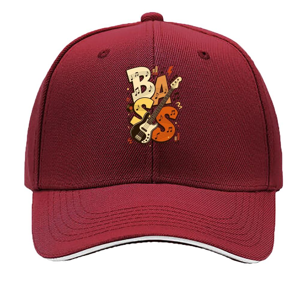 Vintage Bass Notes Typography Emblem Sandwich Baseball Cap Sun Cap Outdoor Workouts Hat