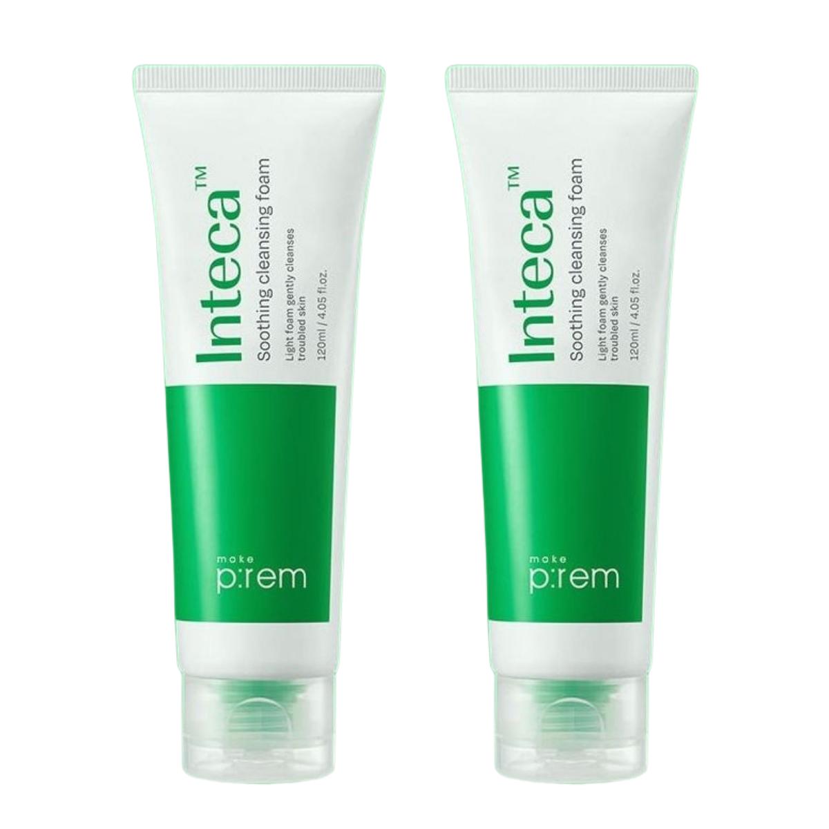 Make P:rem Inteca Low pH Soothing Gel Cleansing Foam 120ml Twin Pack Mild Deep Purifying Gentle Facial Wash