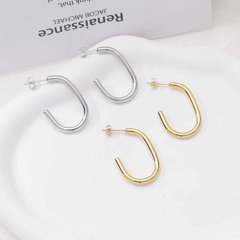 Moda Europeia e Americana Vento Aço Titânio Banhado a Ouro Brincos Femininos