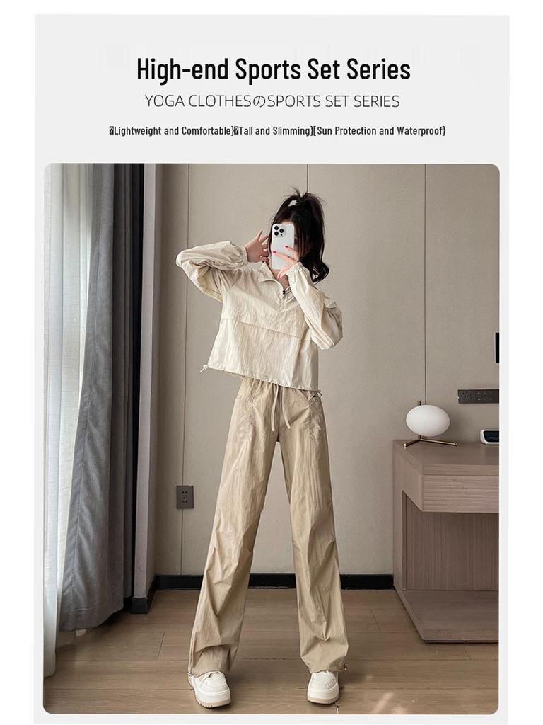 Women's Summer 2024 Running Sportswear Set: Outdoor Hiking Windbreaker & Cargo Pants