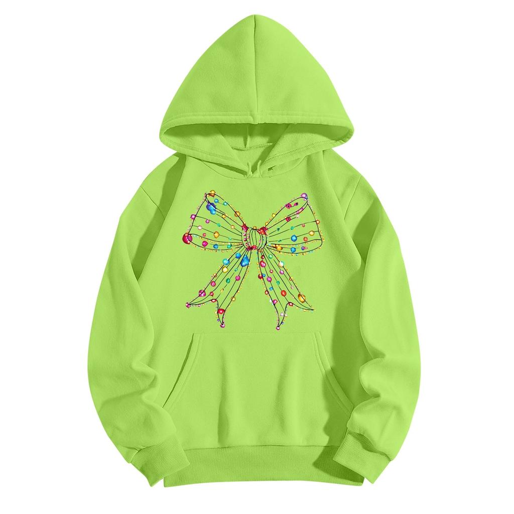 Damen Kapuzenpullover mit Rundhalsausschnitt, langen Ärmeln, bedrucktem Oberteil und einfarbiger Kapuzenpullover